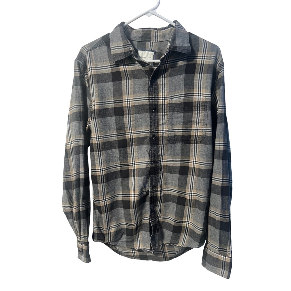 American Eagle Outfitters Mens Flannel Shirt‎ Long Sleeve Plaid Soft Size S